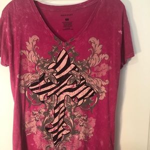 XL pink cross t-shirt from Rock Story